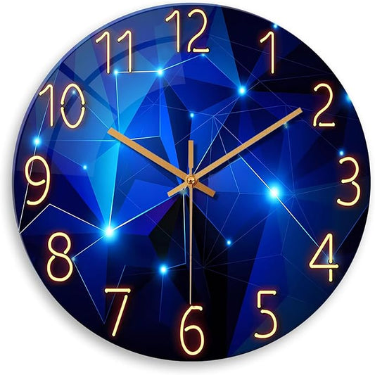 Big Wall Clock for Living Room Decor Blue Decorative Wall Clocks Battery
