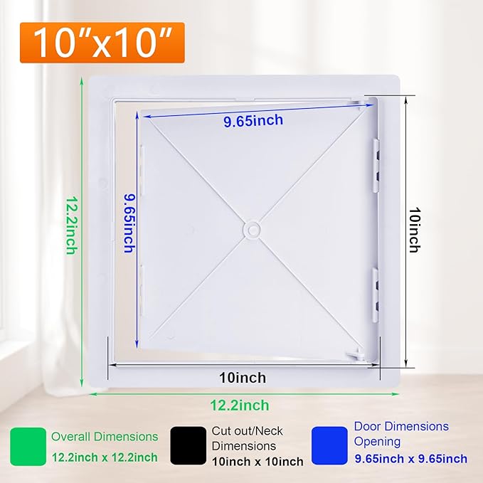 Suteck Plastic Access Panel for Drywall Ceiling 10 x 10 Inch Reinforced