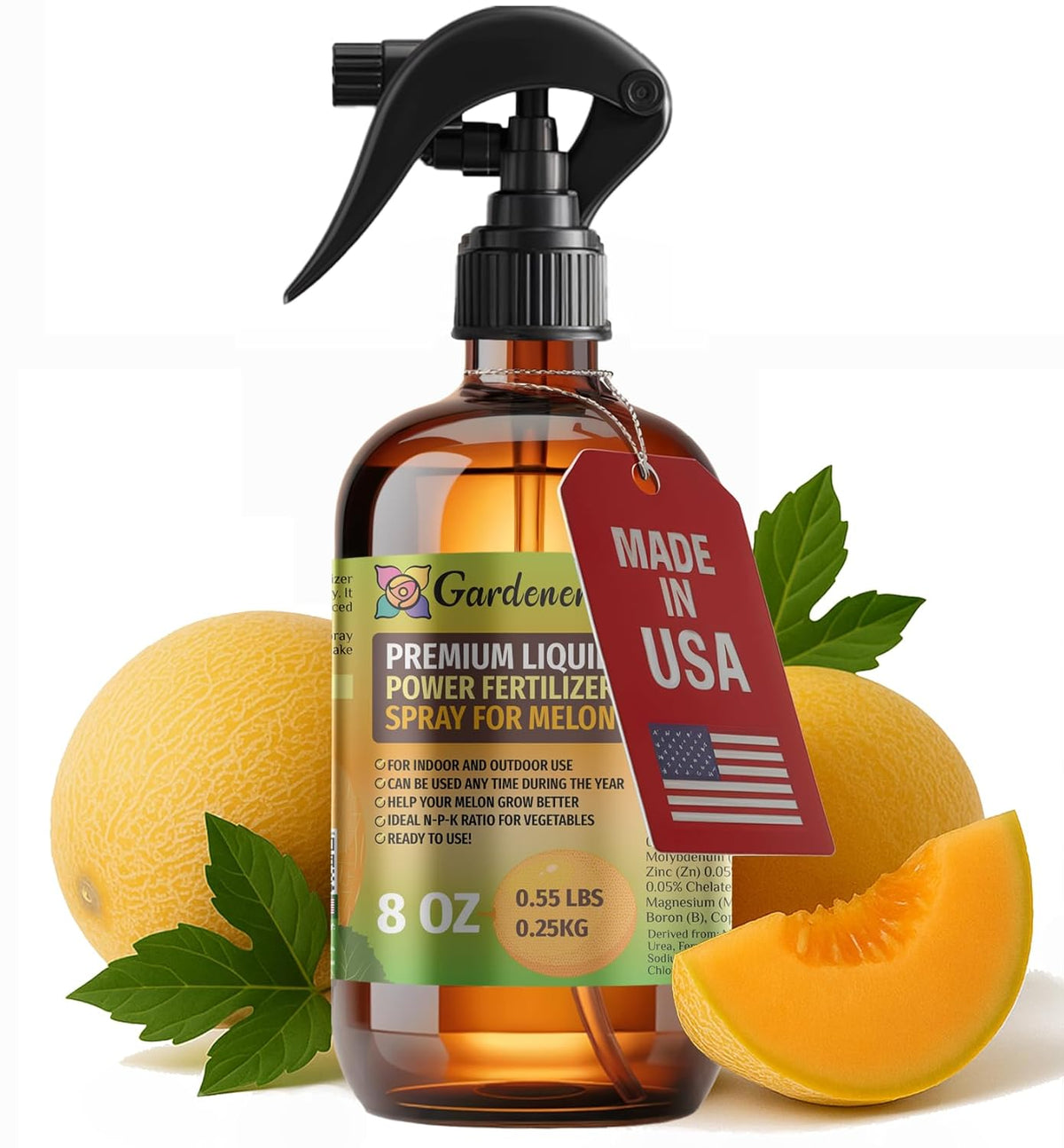 Liquid Power Melon Fertilizer Spray â Ready-to-Use Liquid Plant Food Mist for Melon â Premixed, Easy Application â Fast-Acting Formula for Growth, Roots & Yield â Indoor & Outdoor Use â 8 oz