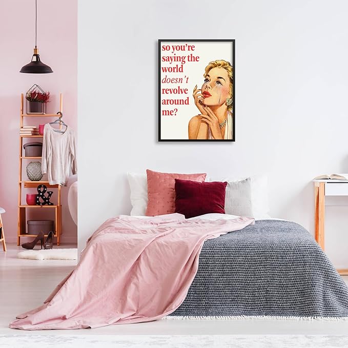 70s Pink Sexy Women Poster Funky Funny Quote Wall Art Retro Housewife Picture