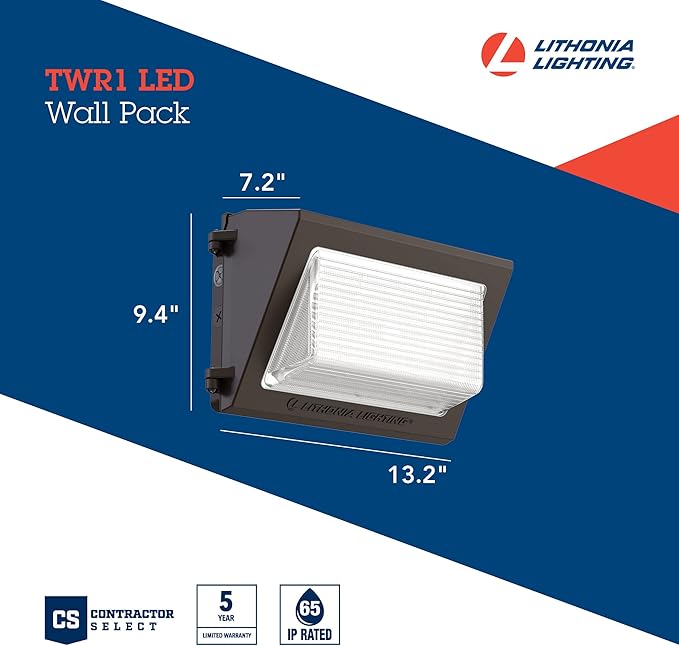 Lithonia Lighting 13" LED Wall Pack Outdoor Light Fixture, 3-Way Selectable CCT