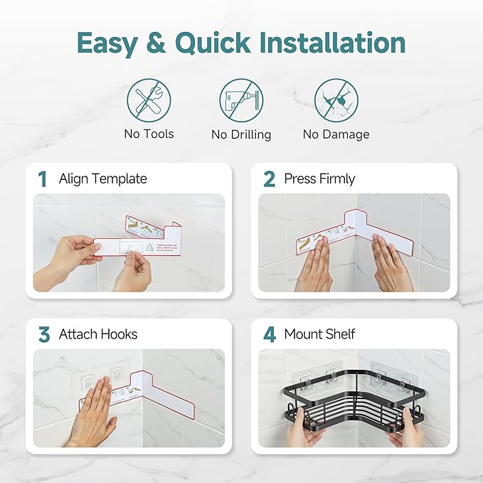 Veken Corner Adhesive Shower Caddy 3-Pack