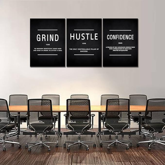 KAWAHONE Motivational Success Canvas Wall Art, Grind Hustle Confidence Wall