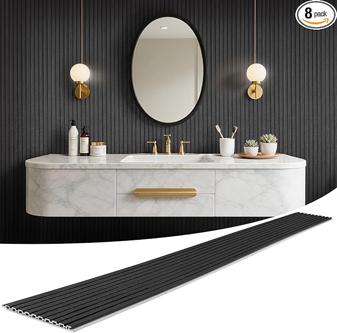 WPC Slat Wall Panels 8 Pack 96" x 8.2", Waterproof Fluted Wall Paneling