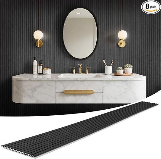 WPC Slat Wall Panels 8 Pack 96" x 8.2", Waterproof Fluted Wall Paneling
