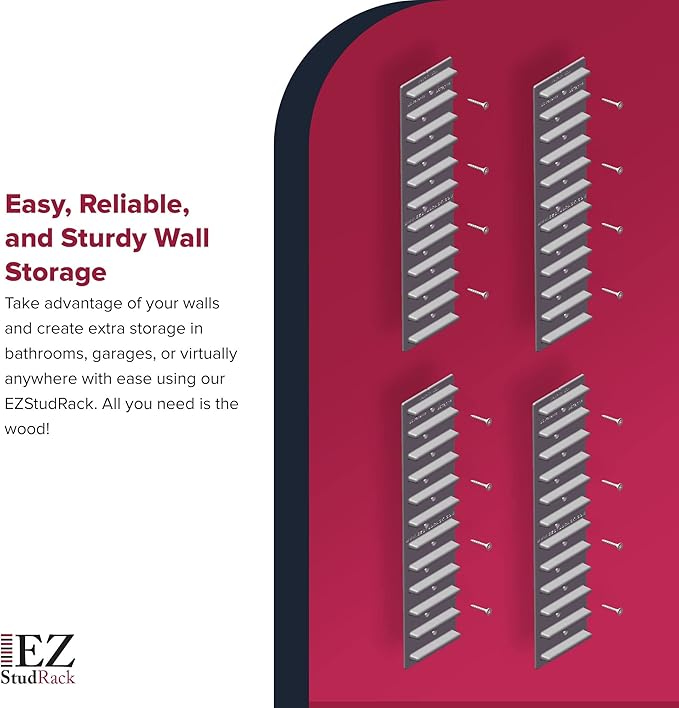 Made in USA | EZStudRack Adjustable Between Stud Shelf Bracket | Shelf Brackets