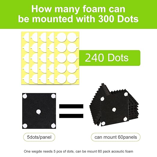 240Pcs Acoustic Foam Panels Tape, Removable Mounting Tape