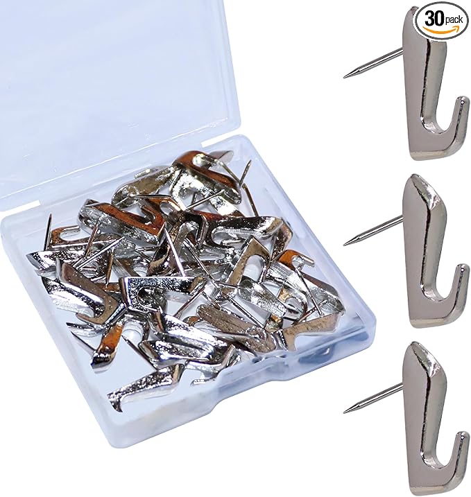 30 PCS Push Pin Picture Hooks, Push Pin Hangers, Decorative Push Pins