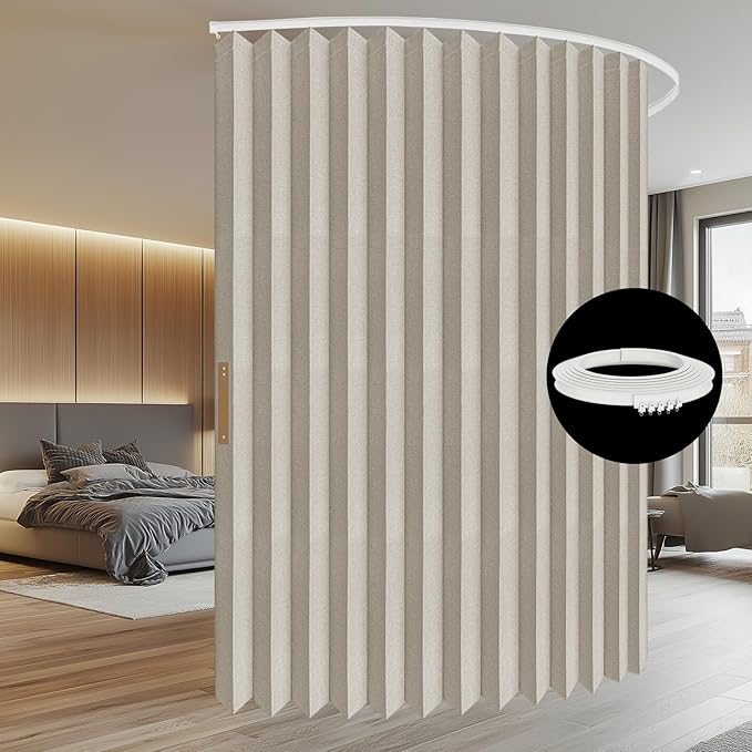 Room Divider Curtain Sets with Flexible Ceiling Track, Privacy Soundproof