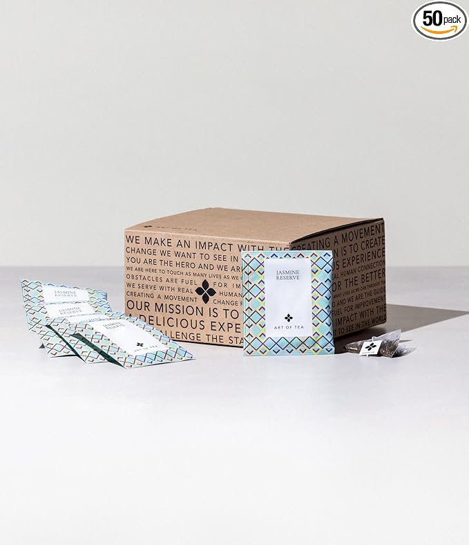 Art of Tea | Organic Jasmine Reserve (Jasmine Tea) | 50 Eco Friendly Pyramid Tea Bag Sachets