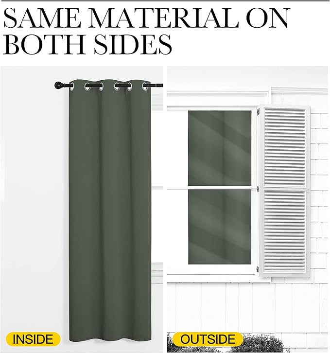 NICETOWN Living Room Curtains, Dark Mallard, 1 Pair, 70 x 84-inch, Home