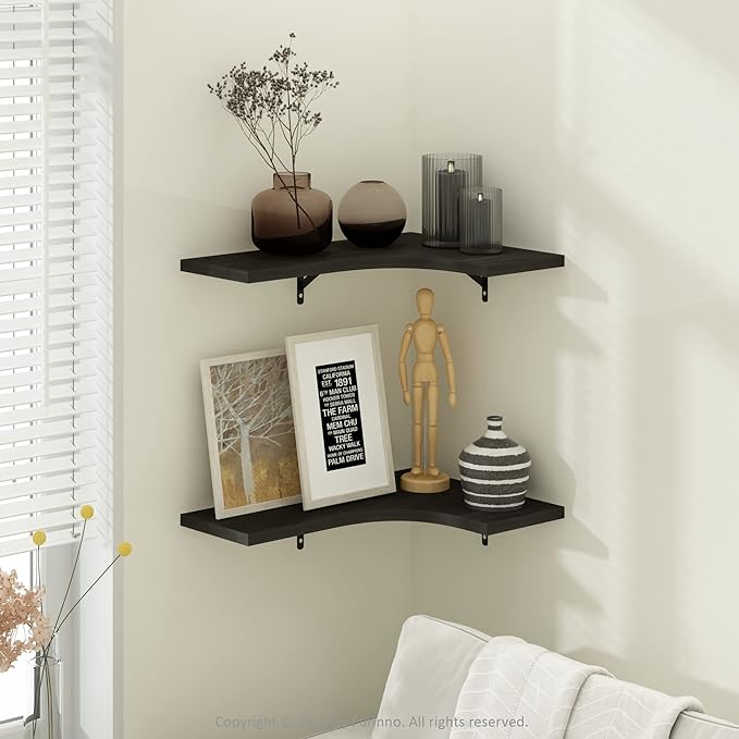 Furinno Rossi Wall Mounted Corner L-Shape Floating Display Shelves