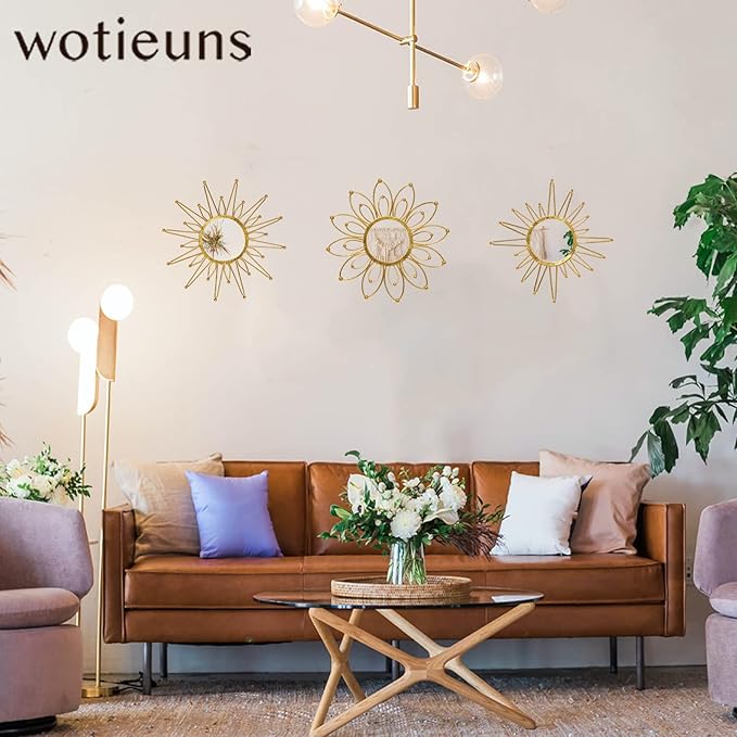 Mirror Wall Decor Gold Mirrors for Wall Metal Sunburst Mirrors Home Decoration