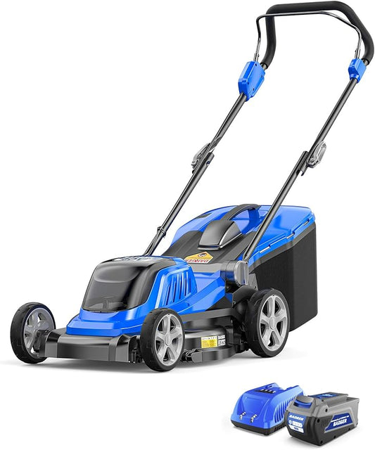 Wild Badger Power 40V 18â³ Cordless Lawn Mower Brushless , 5,445 sq ft/0.125 ac, 1Ã4.0Ah Battery & Fast Charger, 5-Position Height ,for Small-to-Medium Lawns