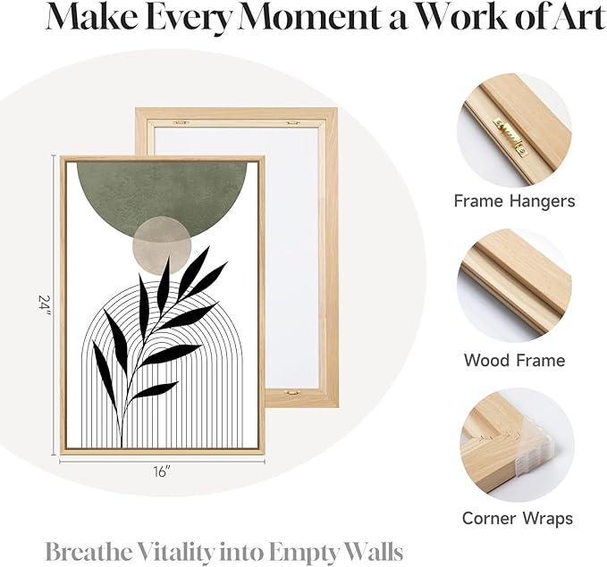 Framed Boho Sage Green Wall Art
