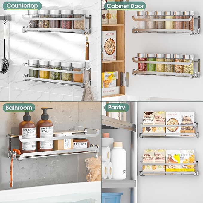 LUCYCAZ 2 Pack Wall Mounted Spice Rack