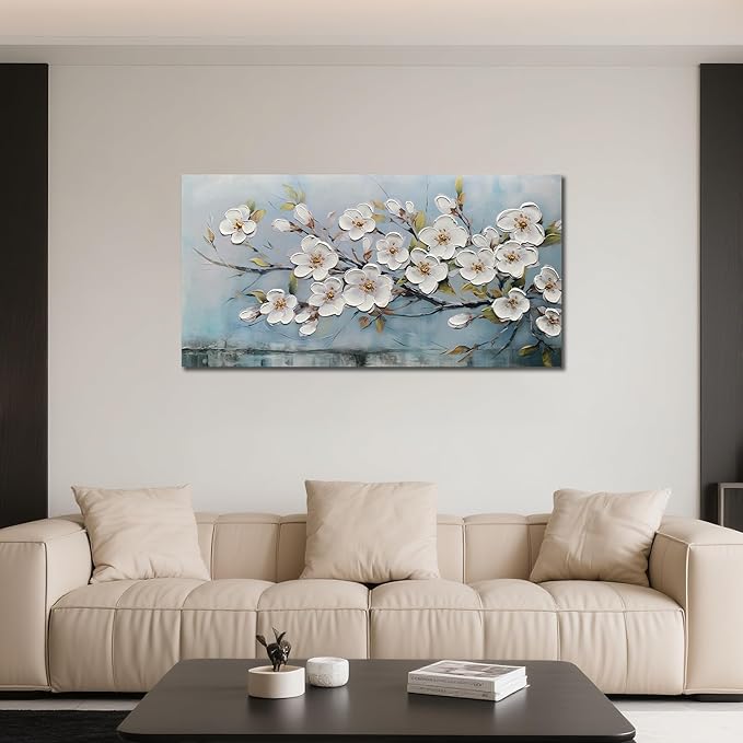 Anolyfi White Textured Flowers Wall Art