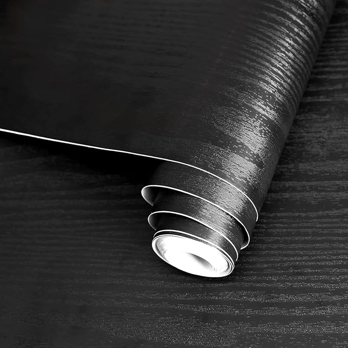 practicalWs Black Wood Contact Paper 17.7'' x 590.5'' Peel and Stick Wood