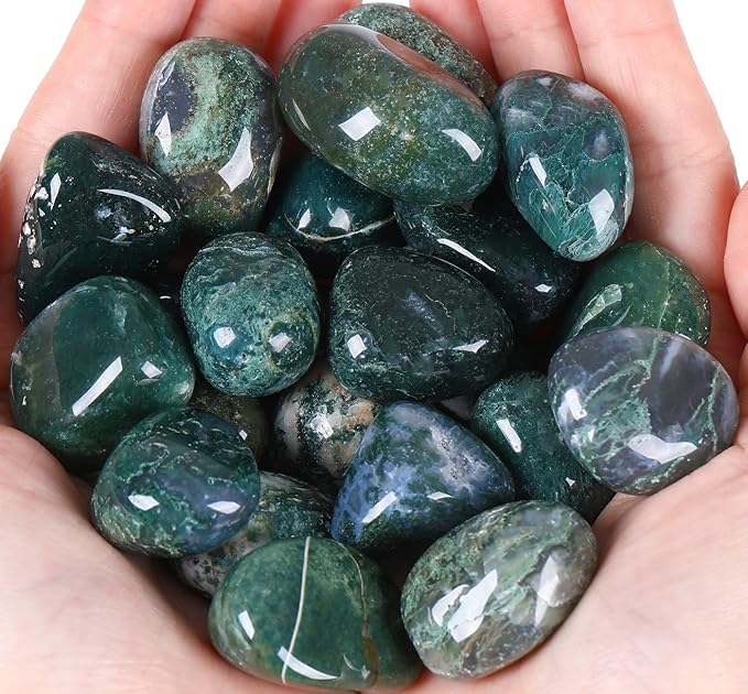 QINJIEJIE 0.9LBS Aquatic Agate Polished Stones Tumbled Crystals Bulk Gemstones Healing Crystal Rocks Set Decorative Landscape Quartz Bottom Decoration Reiki Natural Stone for Vase Meditation Gifts