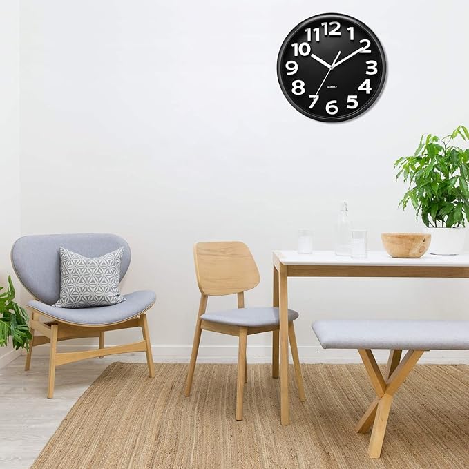 Plumeet 13'' Wall Clock, Large Battery Operated Wall Clocks Silent Non-Ticking