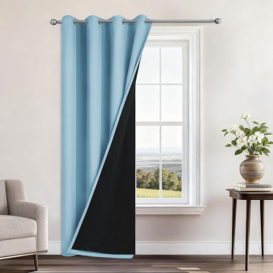 Yakamok 100% Blackout Curtains 84 Inches Long, 2 Thick Layers Heat and Full