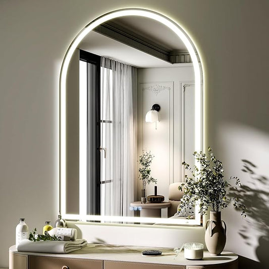 BEAUTYPEAK 40x30 LED Arch Bathroom Mirror