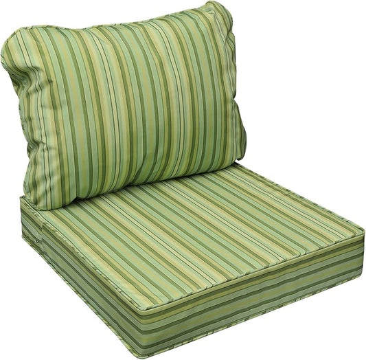 AAAAAcessories Outdoor Seat Cushions for Chairs, Fade-Resistant, Waterproof Patio Furniture Replacement Cushions, 19" x 19" x 3" + 19" x 17", Mossy Forest Stripe