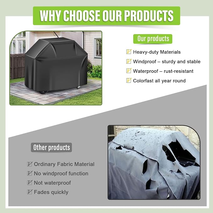 Grill Covers Heavy Duty 58inch,420D Grill Cover Waterproof for Outdoor Grills,BBQ Covers for Outside,Gas Grill Cover,UV & Fade Resistant with Adjustable Straps, Barbeque Accessories for Blackstone