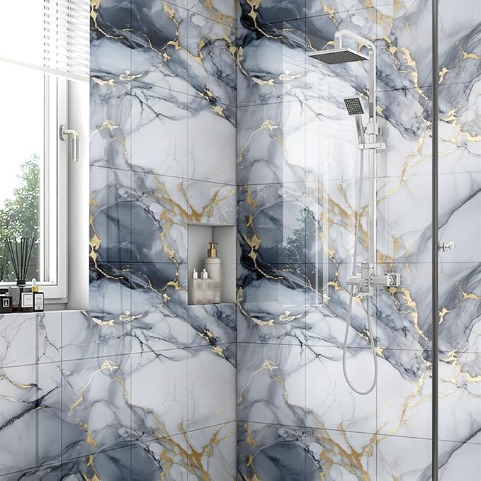 Chejiaye 22pcs Marble Peel and Stick Backsplash Surface Waterproof Wall Panels