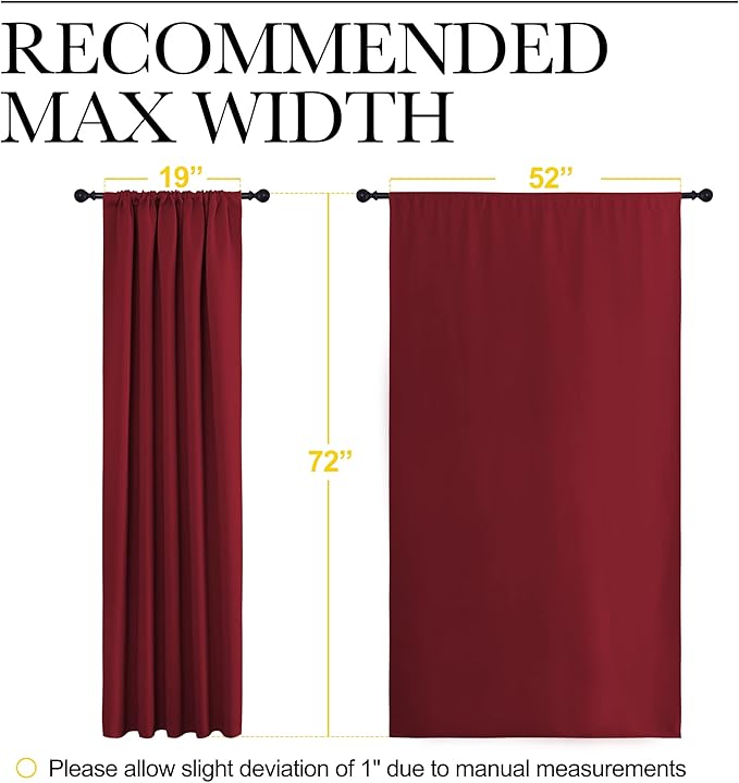 NICETOWN Christmas Burgundy Blackout Curtains and Drapes