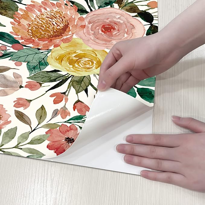 Floral Pattern Self-Adhesive Contact Paper, Oil and Water Resistant Drawer