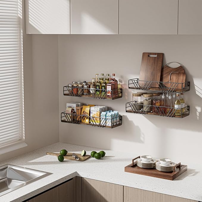 Floating Shelves for Wall, 4 Sets Rustic Wall Mounted Shelves