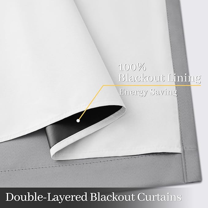 Yakamok 100% Blackout Curtain Panels 63 inches Cold and Light Blocking Drapes