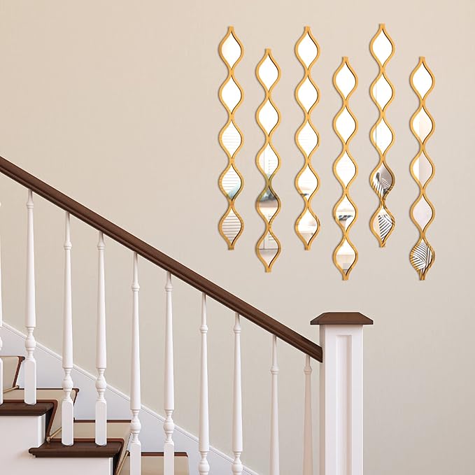 Yulejo 6 Pcs Acrylic Teardrop Mirror Decor