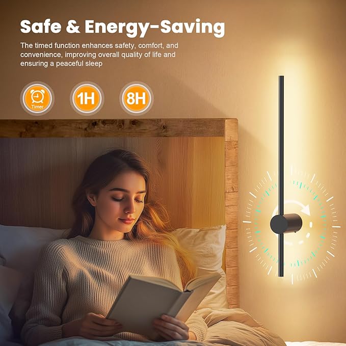 NIORSUN 24 Inch Battery Operated Wall Sconce Set of 2, 10 Colors Dimmable