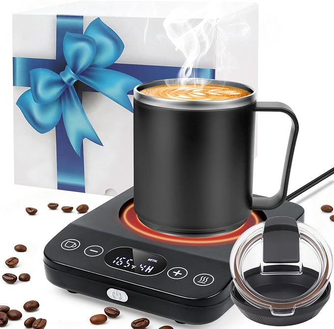 Coffee Mug Warmer & Mug Set, 30W Coffee Cup Warmer with 16oz Cup for Desk with Auto Shut Off, Timer Function, Smart Mug Heater for Heating Coffee, Tea, Candle, Beverage, Gifts