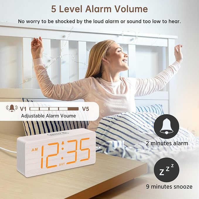 DreamSky Wooden Digital Alarm Clock