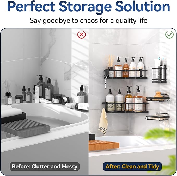YASONIC Corner Shower Caddy, No Drilling Shower Shelf