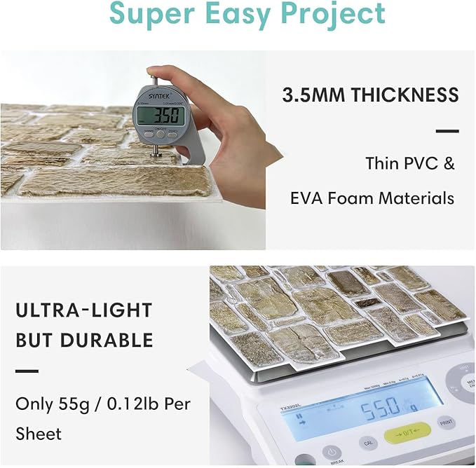 Commomy 10 Pcs 3D Stone Wall Panels Peel and Stick
