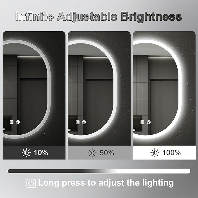 20x28 LED Bathroom Mirror with Lights Oval, Lighted Bathroom Vanity Mirror