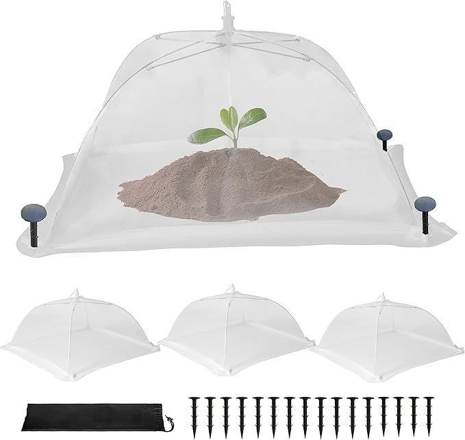 Costyle 4 Pack Plant Protectors from Animals Mesh Plant Cover for Strawberry Vegetables, 17 inch Plant Umbrella to Keep Animals Rabbits Out (Mesh, 17" x 17" x 8")