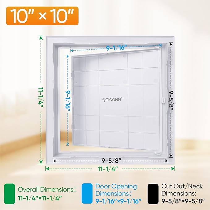 TICONN Access Panel for Drywall, 10 x 10 Inch ABS Plastic Wall Hole Cover