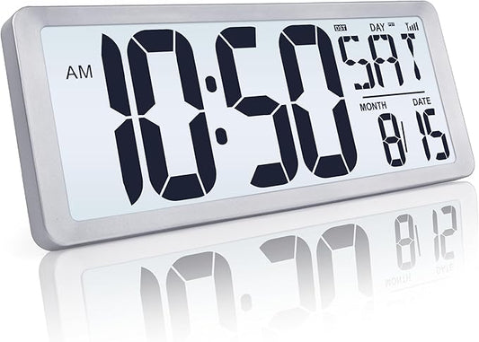 TXL Silver Large Digital Wall Clock