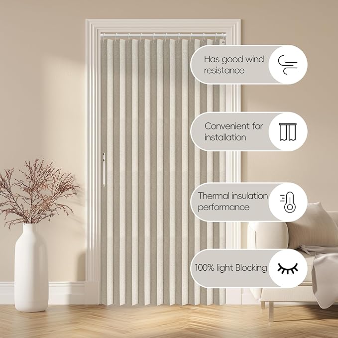 AJAZZ 100% Blackout Magnetic Door Curtain Accordion Doors Interior Folding