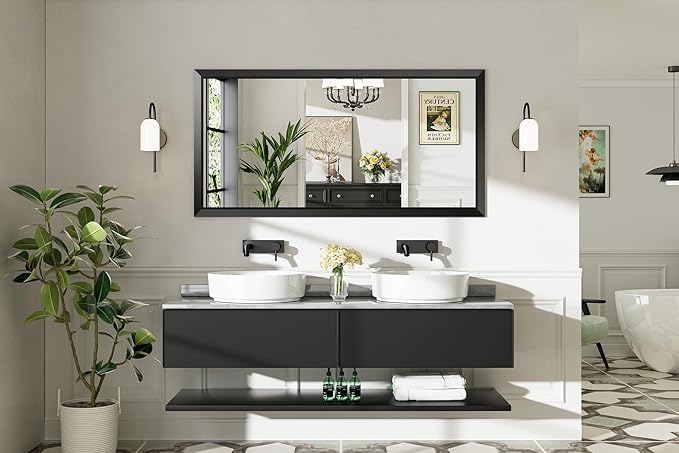 Briivue 60x30 Inch Black Bathroom Mirror