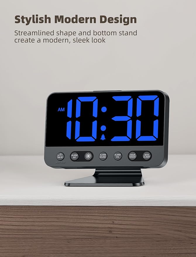 Odokee Digital Alarm Clocks for Bedrooms: Large Bold Number 5 Brightness Dimmer