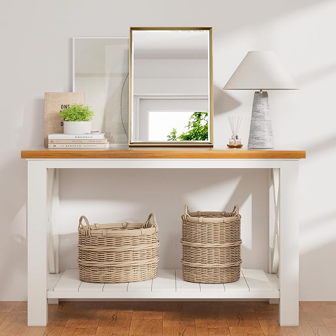 Brushed Gold Bathroom Mirror, Anti-Rust Gold Framed Rectangle Wall Mirror