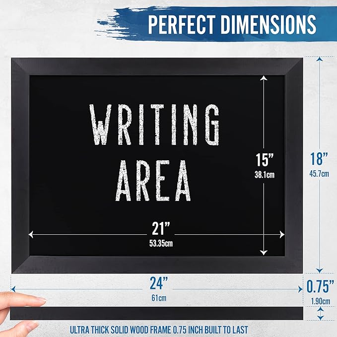 HBCY Creations 18" x 24" Rustic Black Solid Wood Frame Wall Chalkboard