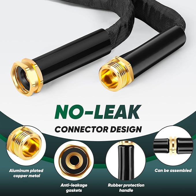 Garden Hose 50 ft, Non-Expanding Water Hose, Flexible Ultra-Light, Anti-Kink, Wear-Resistant, Easy Storage, Hose with 3/4 for Outdoor, Garden, Yard and Lawn