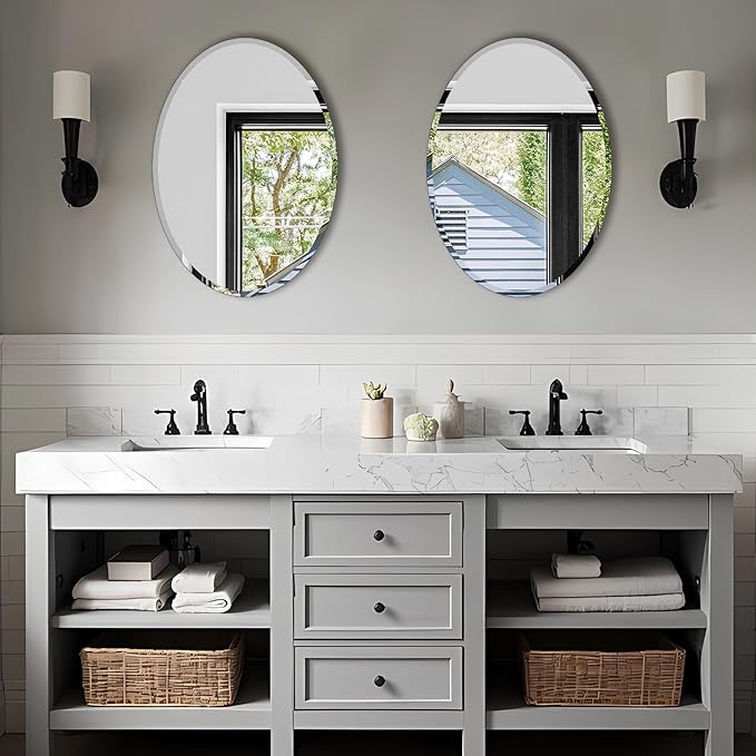 Oval Mirror Frameless Bathroom Mirror